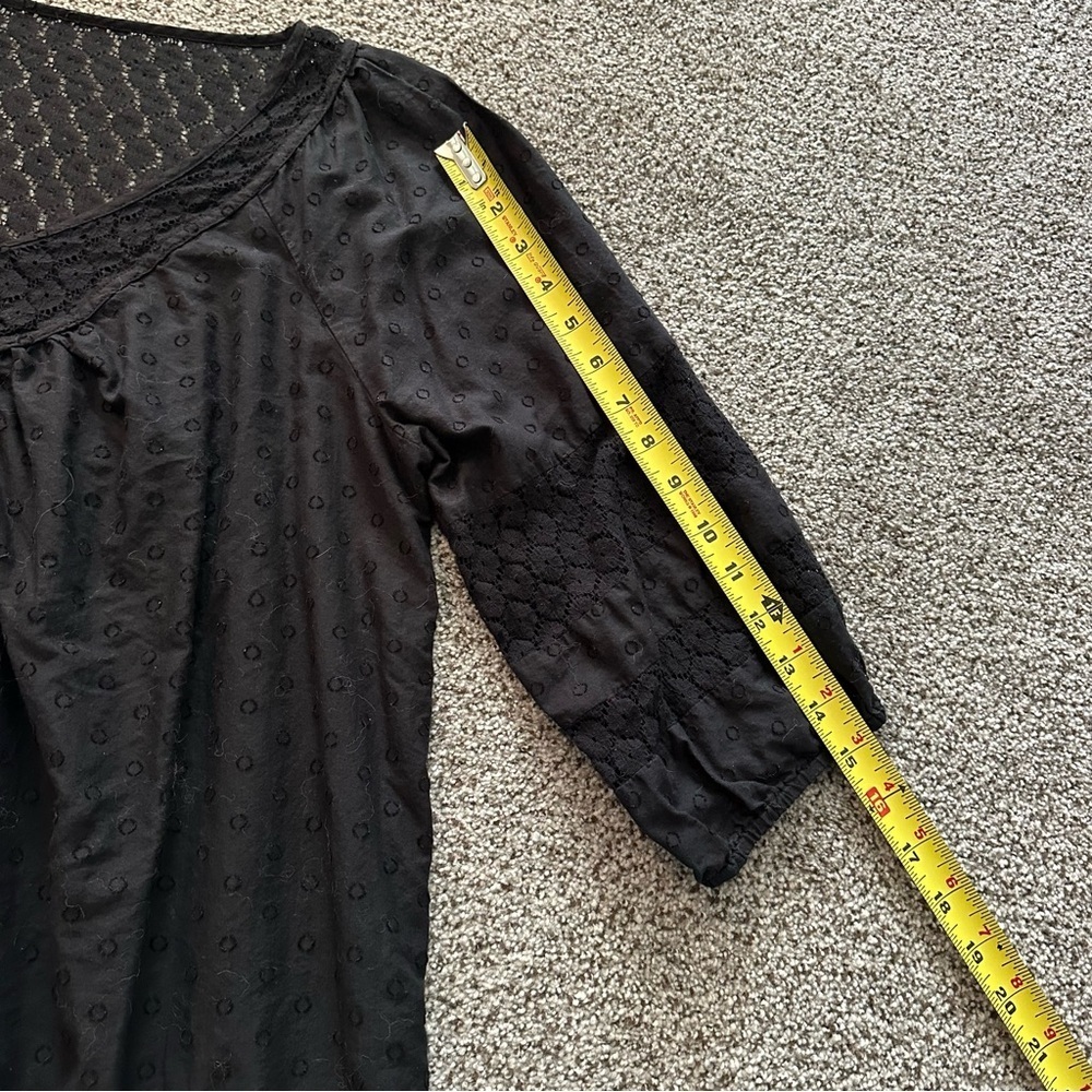 TORRID 00 0X XL Black Poplin Blouse Lace & Dot Detail R $59 - Picture 13 of 13